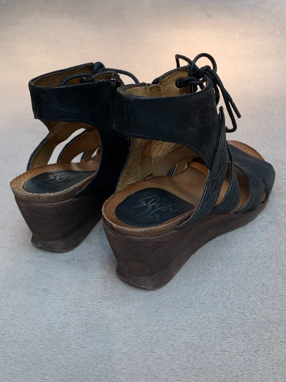 Miz Mooz Sierra Leather Demi Wedge Sandals Sz39